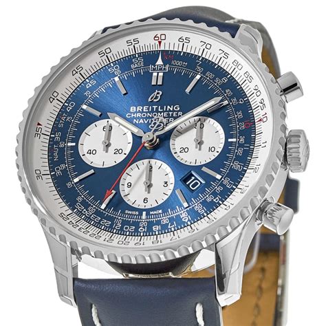 breitling blue dial leather|Breitling navitimer.